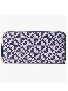 KATE SPADE ♠️ New York "Hollie" 💜💙NAVY💙💜 SPADE CLOVER GEO CONTINENTAL WALLET